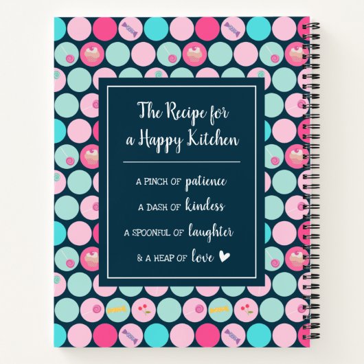 Cute Snoep Cupcakes Stippen Pattern 1st Cookbook Notitieboek (Achterkant)