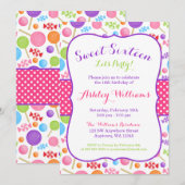 Cute Snoep Sweet 16 Birthday Party Kaart (Voorkant / Achterkant)