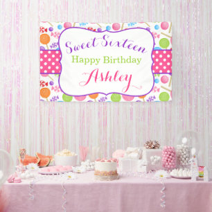 Cute Snoep Sweet 16 Birthday Party Spandoek