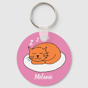 Cute Snooding Cat Pink Sleutelhanger