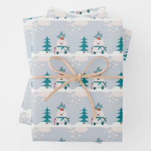 Cute Snow Beer Kinder Kerstmis Inpakpapier Vel