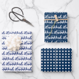 Cute Snow Bubbles & Polka Dot Happy Hanukkah Inpakpapier Vel
