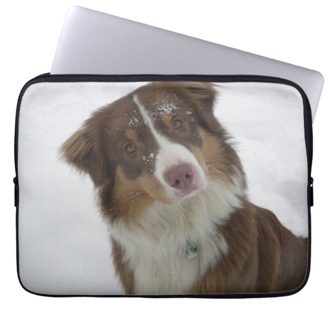 Cute Snow Dog Laptop Sleeve (Voorkant)