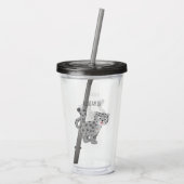 Cute snow leopard cartoon acryl drinkbeker (Achterkant)