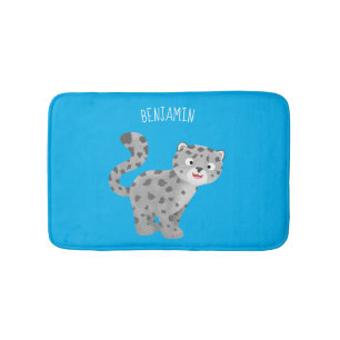 Cute snow leopard cartoon badmat
