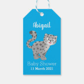 Cute snow leopard cartoon cadeaulabel (Achterkant)