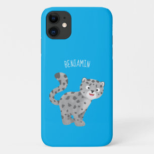 Cute snow leopard cartoon iPhone 11 hoesje