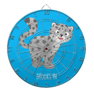 Cute snow leopard cartoon dartbord