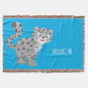 Cute snow leopard cartoon deken