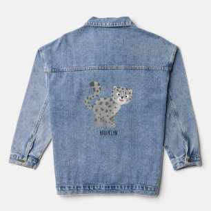 Cute snow leopard cartoon denim jacket