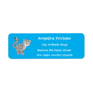 Cute snow leopard cartoon etiket