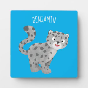 Cute snow leopard cartoon fotoplaat