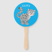 Cute snow leopard cartoon handwaaier (Achterkant)