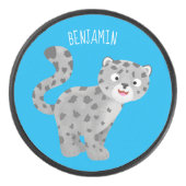 Cute snow leopard cartoon hockey puck (Voorkant)