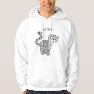 Cute snow leopard cartoon hoodie