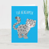 Cute snow leopard cartoon kaart (Voorkant)