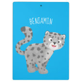 Cute snow leopard cartoon klembord (Achterkant)