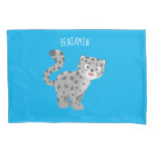 Cute snow leopard cartoon kussensloop (Voorkant)