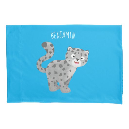 Cute snow leopard cartoon kussensloop (Voorkant)