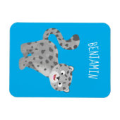 Cute snow leopard cartoon magneet (Horizontaal)