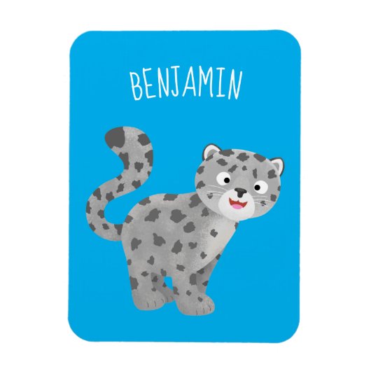 Cute snow leopard cartoon magneet (Verticaal)