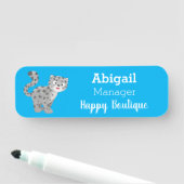 Cute snow leopard cartoon naamplaatje (In situ)