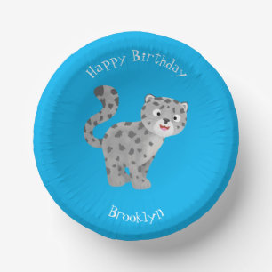Cute snow leopard cartoon papieren kommen