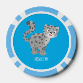Cute snow leopard cartoon poker chips (Achterkant)