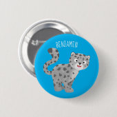 Cute snow leopard cartoon ronde button 5,7 cm (Voorkant /achterkant)