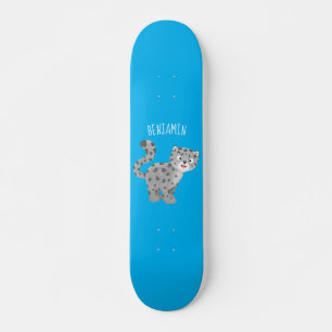 Cute snow leopard cartoon skateboard