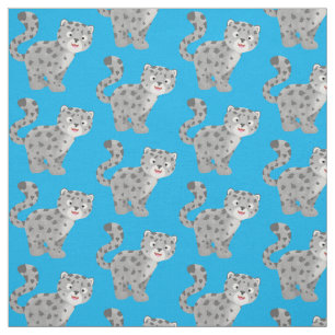Cute snow leopard cartoon stof
