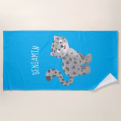 Cute snow leopard cartoon strandlaken (Voorkant)