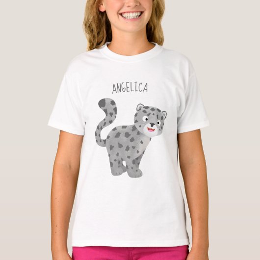 Cute snow leopard cartoon t-shirt (Voorkant)
