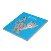Cute snow leopard cartoon tegeltje (Zijkant)