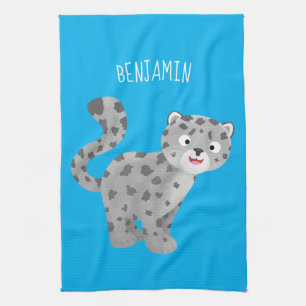 Cute snow leopard cartoon theedoek