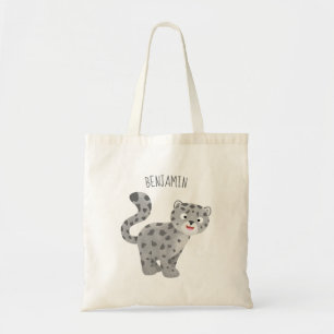 Cute snow leopard cartoon tote bag