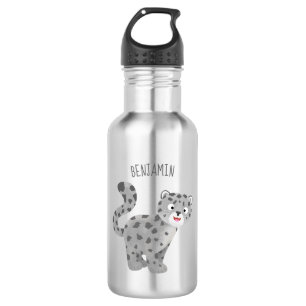 Cute snow leopard cartoon waterfles