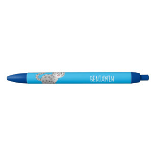 Cute snow leopard cartoon zwarte inkt pen