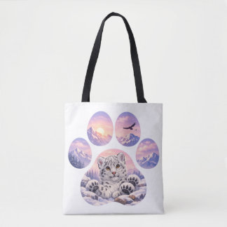 Cute Snow Leopard Paw Mountain Design Draagtas