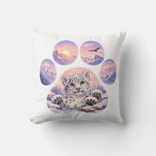 Cute Snow Leopard Paw Mountain Design Kussen