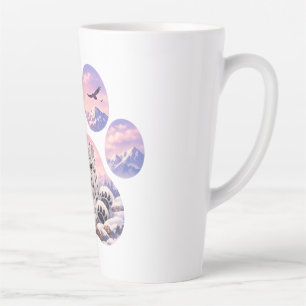 Cute Snow Leopard Paw Mountain Design Latte Mok