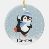 Cute Snowball Throwing Penguin Ornament (Achterkant)