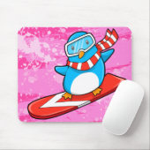 Cute Snowboarding Penguin Muismat (Met muis)