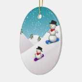 Cute Snowboarding Snowmen Keramisch Ornament (Links)