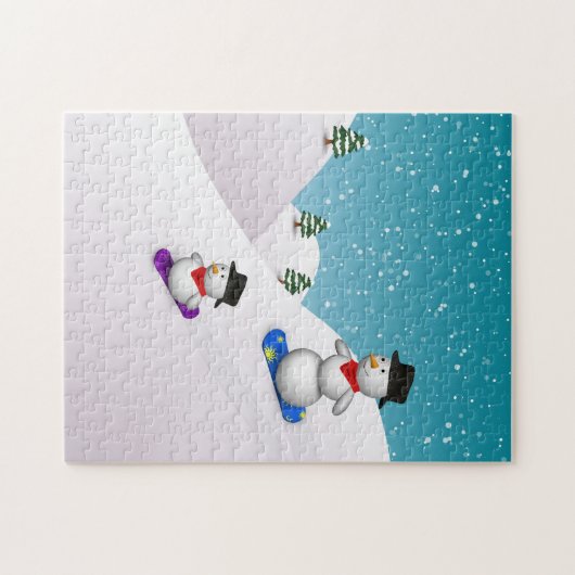 Cute Snowboarding Snowmen Legpuzzel (Horizontaal)
