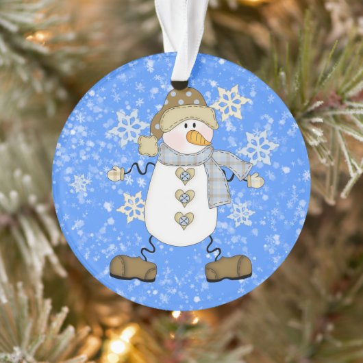 Cute Snowflake Kerstmis Snowman Persoonlijk Ornament (Boom)