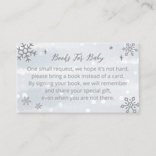 Cute Snowflakes Baby shower Books for Baby Informatiekaartje (Voorkant)