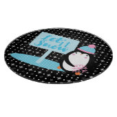 Cute Snowflakes Black White Penguin Snijplank (Hoek)