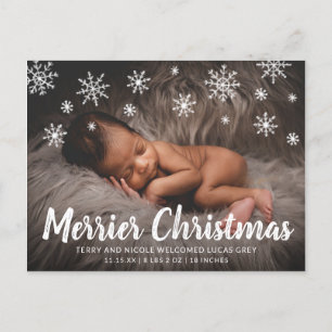 Cute Snowflakes Foto Holiday Birth Announance Aankondigingskaart