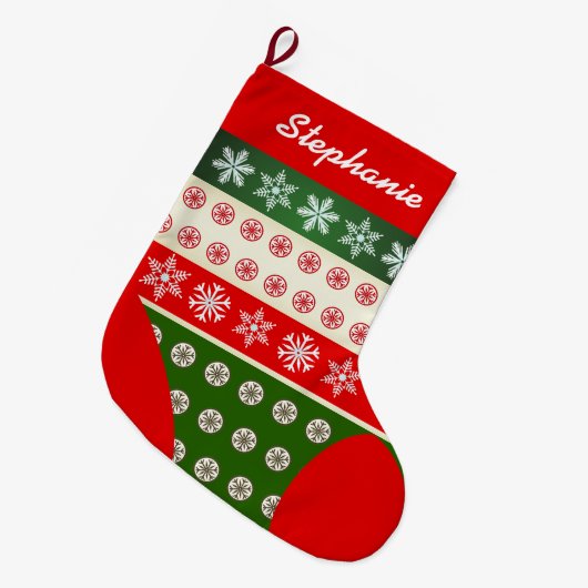 Cute Snowflakes Pattern Grote Kerstsok (Voorkant (Hangend))